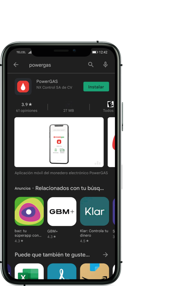 App móvil PowerGAS en tienda de apps