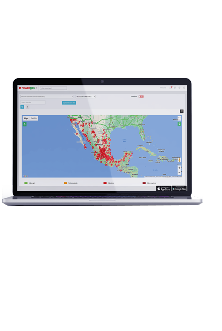 Mapa de estaciones PowerGAS en dispositivos móviles